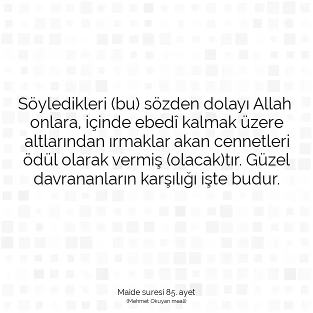 Ayetbul | Kuran Mealleri | Quran | Maide suresi 85. ayet