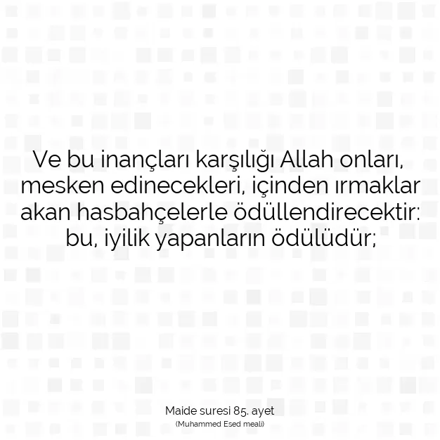 Ayetbul | Kuran Mealleri | Quran | Maide suresi 85. ayet