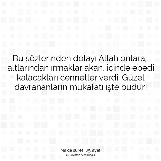 Ayetbul | Kuran Mealleri | Quran | Maide suresi 85. ayet