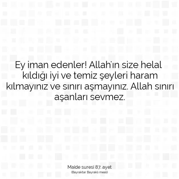 Ayetbul | Kuran Mealleri | Quran | Maide suresi 87. ayet