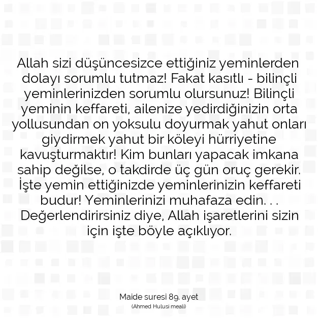 Ayetbul | Kuran Mealleri | Quran | Maide suresi 89. ayet