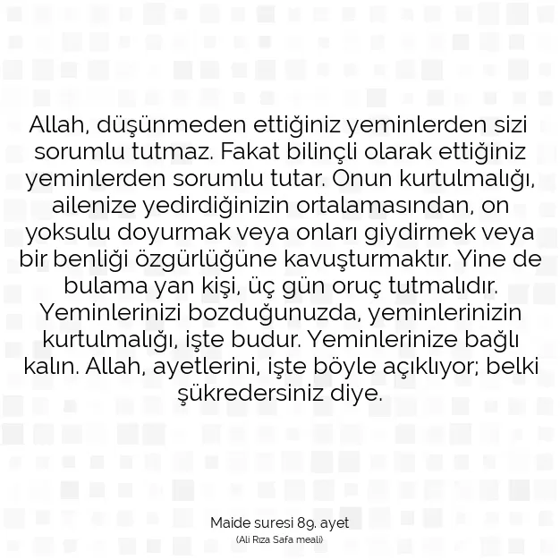 Ayetbul | Kuran Mealleri | Quran | Maide suresi 89. ayet