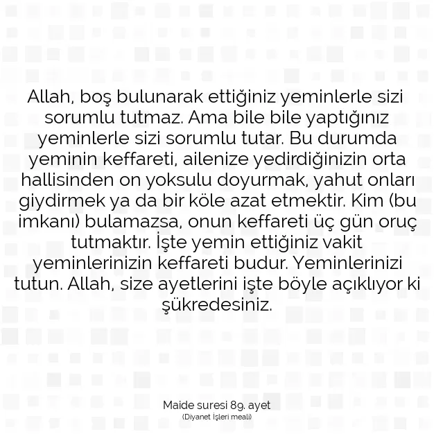 Ayetbul | Kuran Mealleri | Quran | Maide suresi 89. ayet