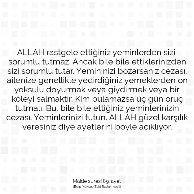 Ayetbul | Kuran Mealleri | Quran | Maide suresi 89. ayet