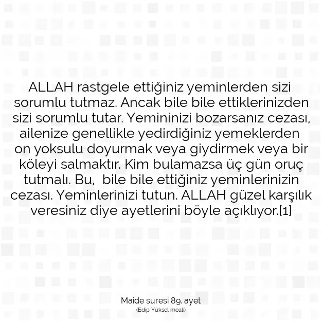 Ayetbul | Kuran Mealleri | Quran | Maide suresi 89. ayet