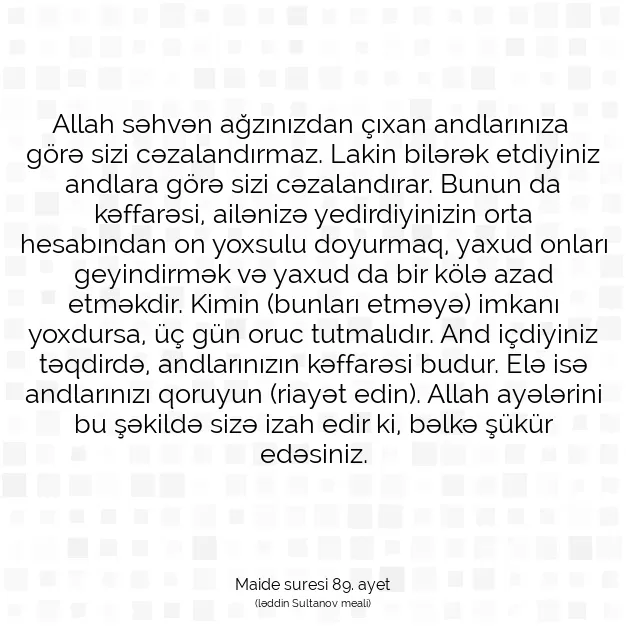 Ayetbul | Kuran Mealleri | Quran | Maide suresi 89. ayet