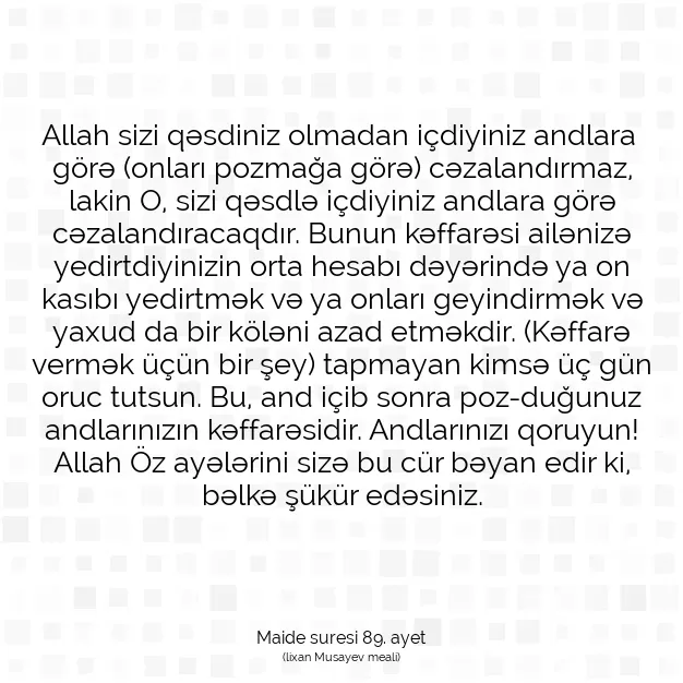 Ayetbul | Kuran Mealleri | Quran | Maide suresi 89. ayet