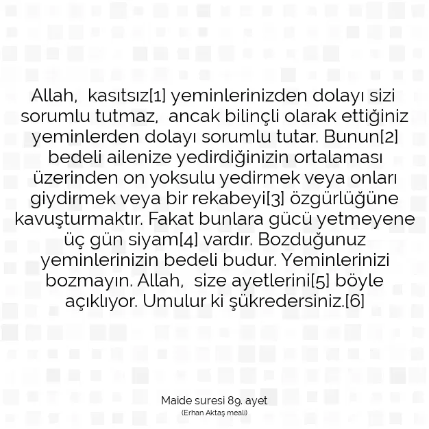 Ayetbul | Kuran Mealleri | Quran | Maide suresi 89. ayet