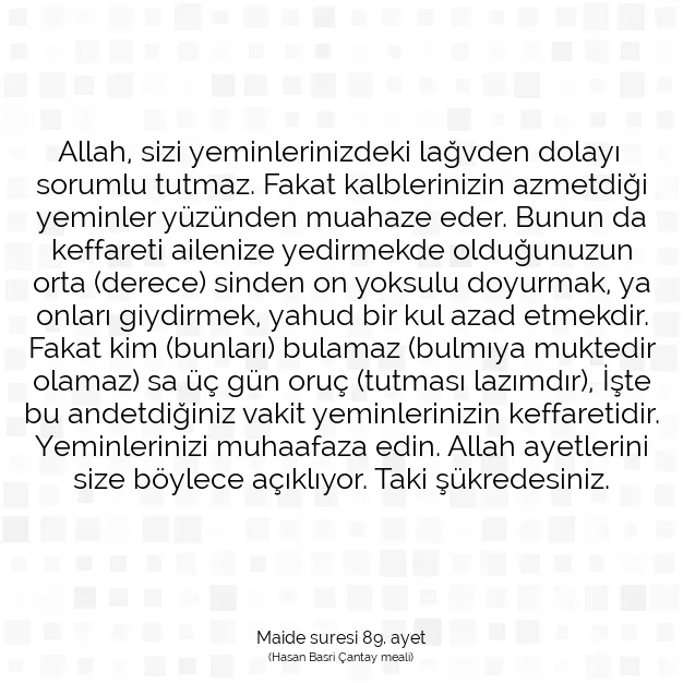 Ayetbul | Kuran Mealleri | Quran | Maide suresi 89. ayet