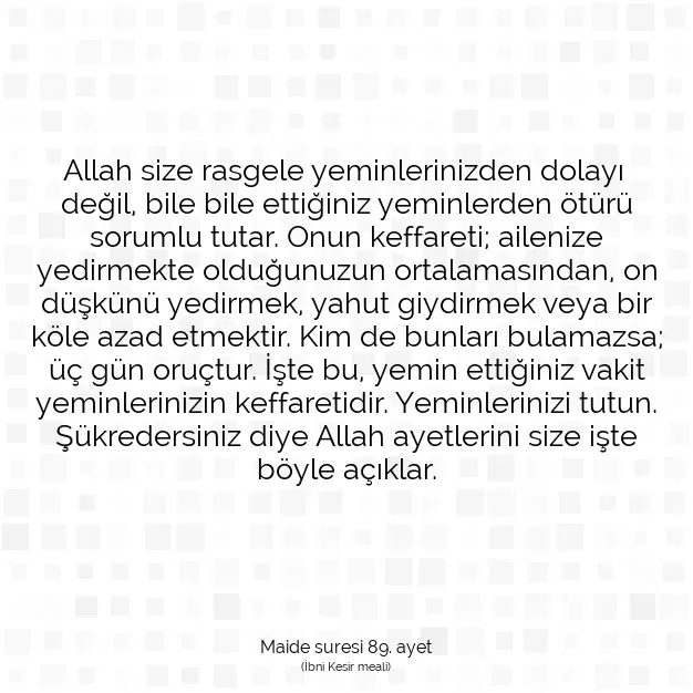 Ayetbul | Kuran Mealleri | Quran | Maide suresi 89. ayet