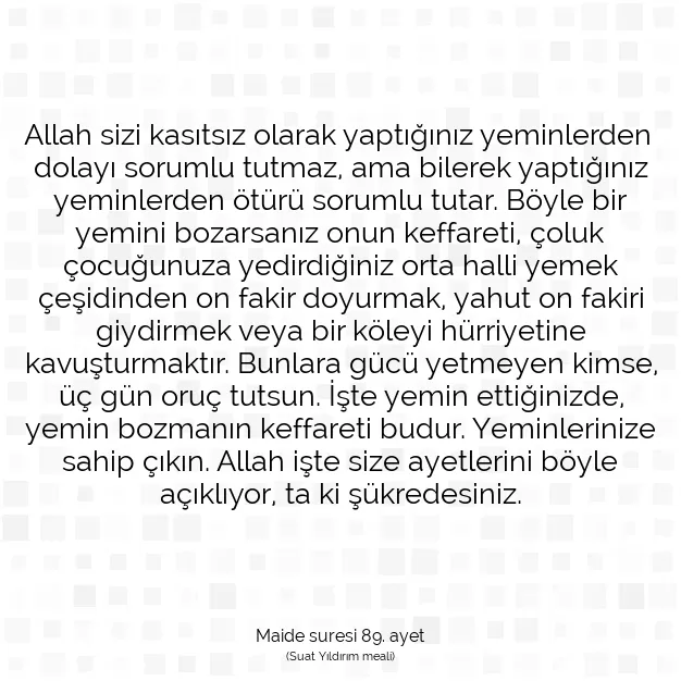 Ayetbul | Kuran Mealleri | Quran | Maide suresi 89. ayet