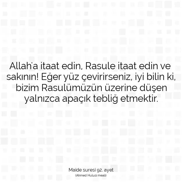 Ayetbul | Kuran Mealleri | Quran | Maide suresi 92. ayet