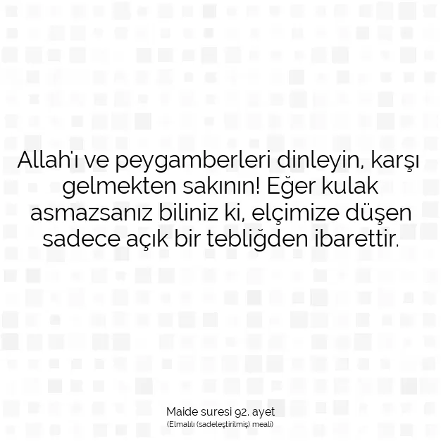 Ayetbul | Kuran Mealleri | Quran | Maide suresi 92. ayet