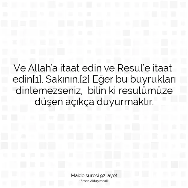 Ayetbul | Kuran Mealleri | Quran | Maide suresi 92. ayet