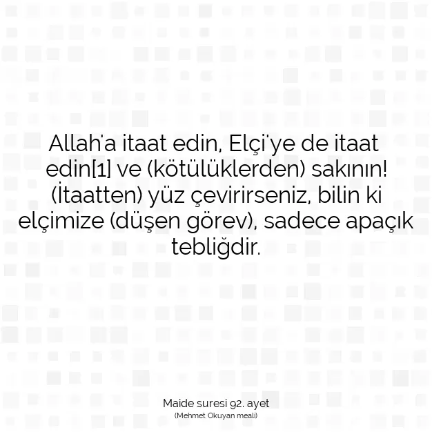 Ayetbul | Kuran Mealleri | Quran | Maide suresi 92. ayet