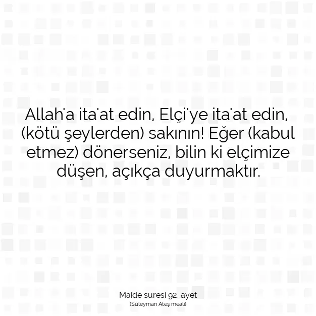 Ayetbul | Kuran Mealleri | Quran | Maide suresi 92. ayet