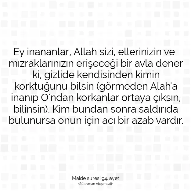 Ayetbul | Kuran Mealleri | Quran | Maide suresi 94. ayet