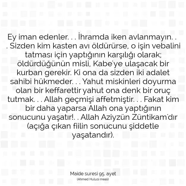 Ayetbul | Kuran Mealleri | Quran | Maide suresi 95. ayet