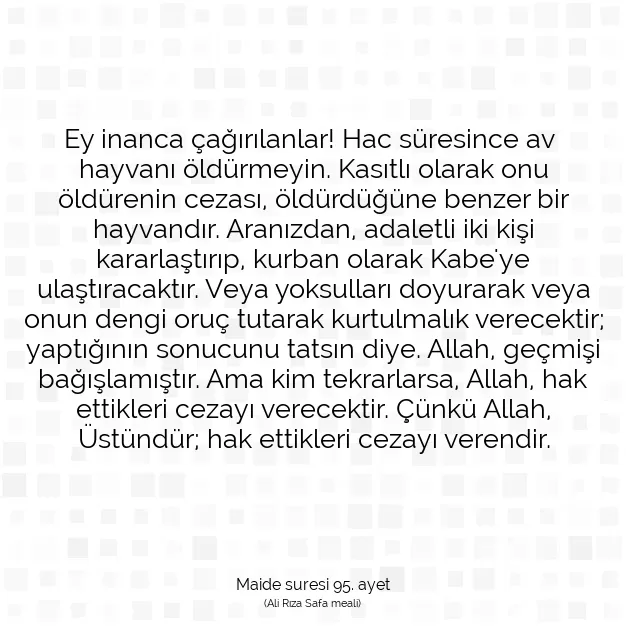 Ayetbul | Kuran Mealleri | Quran | Maide suresi 95. ayet