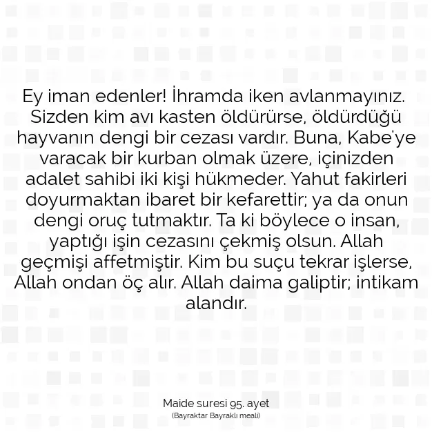 Ayetbul | Kuran Mealleri | Quran | Maide suresi 95. ayet