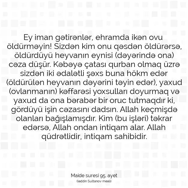 Ayetbul | Kuran Mealleri | Quran | Maide suresi 95. ayet