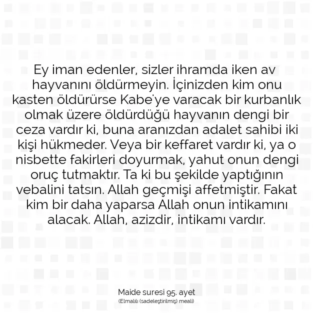 Ayetbul | Kuran Mealleri | Quran | Maide suresi 95. ayet