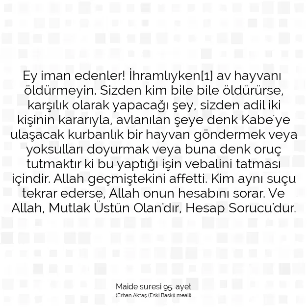 Ayetbul | Kuran Mealleri | Quran | Maide suresi 95. ayet