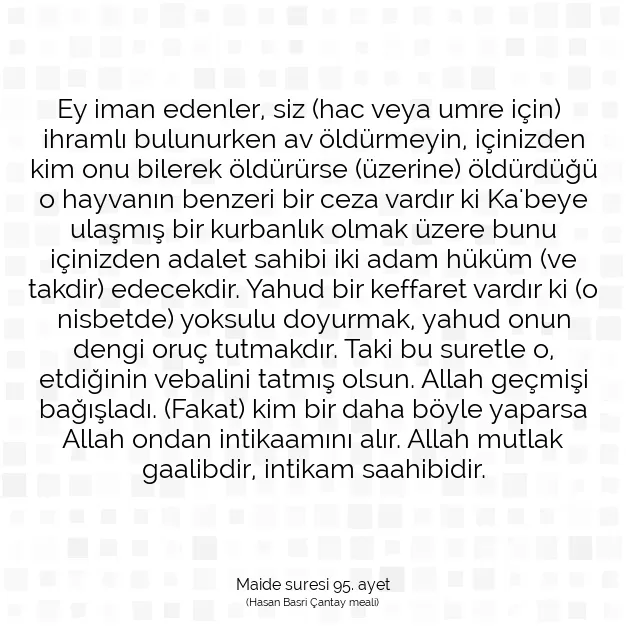 Ayetbul | Kuran Mealleri | Quran | Maide suresi 95. ayet