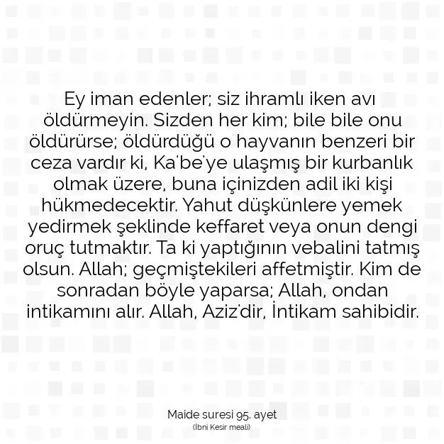 Ayetbul | Kuran Mealleri | Quran | Maide suresi 95. ayet