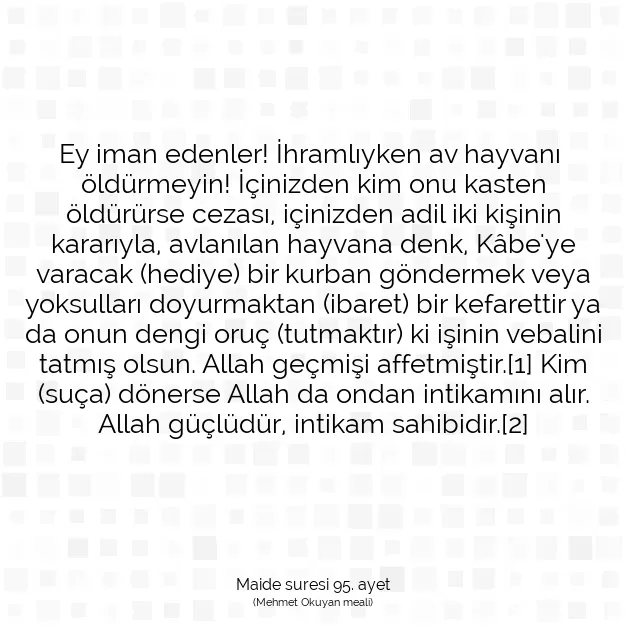 Ayetbul | Kuran Mealleri | Quran | Maide suresi 95. ayet