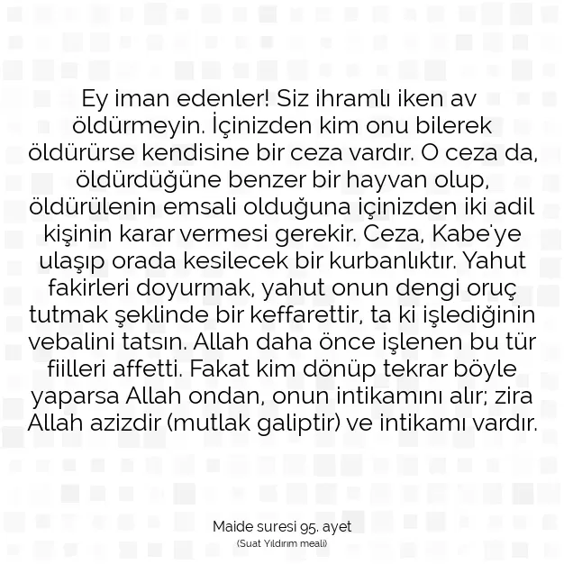 Ayetbul | Kuran Mealleri | Quran | Maide suresi 95. ayet