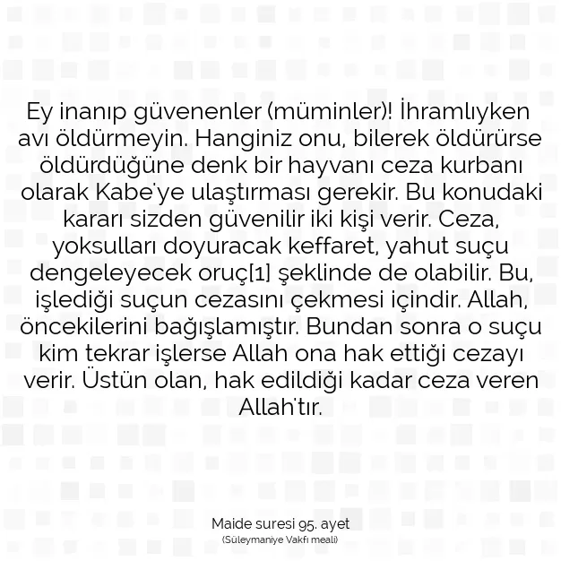 Ayetbul | Kuran Mealleri | Quran | Maide suresi 95. ayet