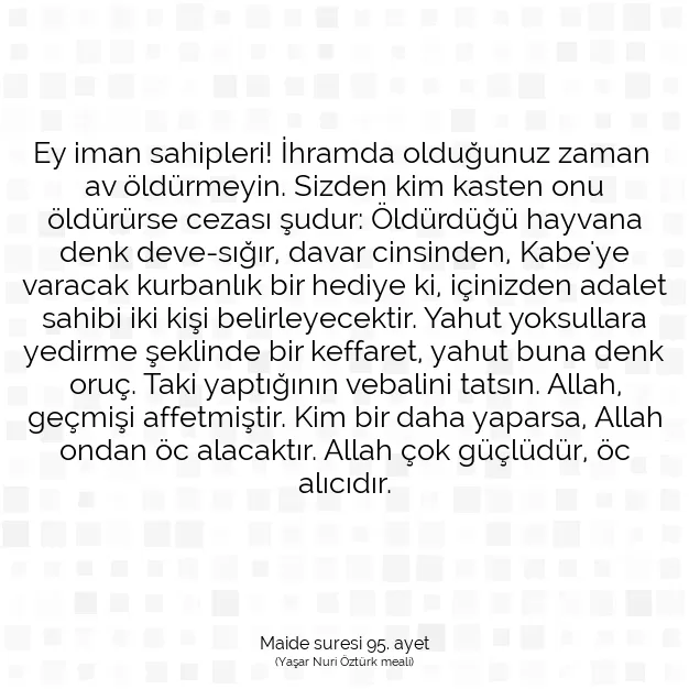 Ayetbul | Kuran Mealleri | Quran | Maide suresi 95. ayet