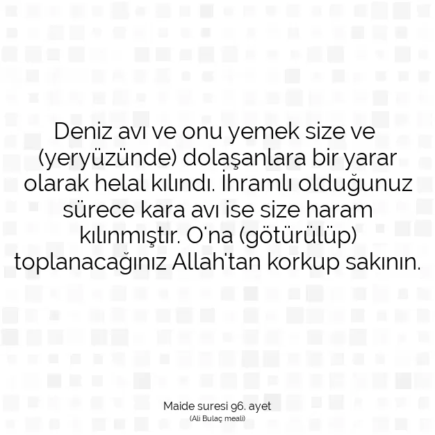 Ayetbul | Kuran Mealleri | Quran | Maide suresi 96. ayet