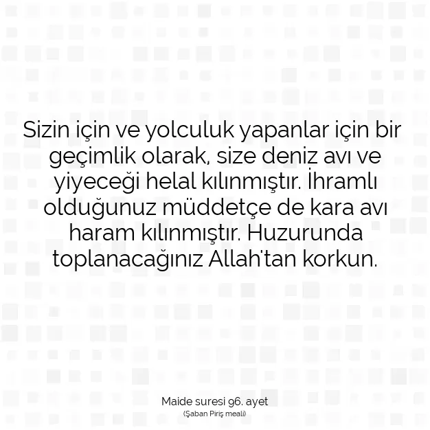 Ayetbul | Kuran Mealleri | Quran | Maide suresi 96. ayet