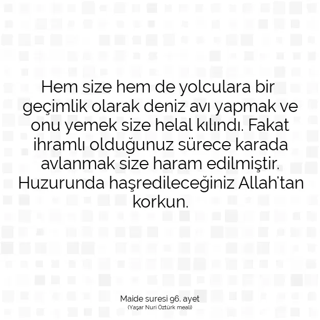 Ayetbul | Kuran Mealleri | Quran | Maide suresi 96. ayet