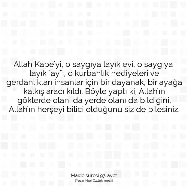 Ayetbul | Kuran Mealleri | Quran | Maide suresi 97. ayet