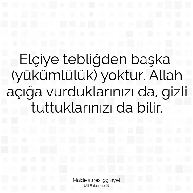 Ayetbul | Kuran Mealleri | Quran | Maide suresi 99. ayet