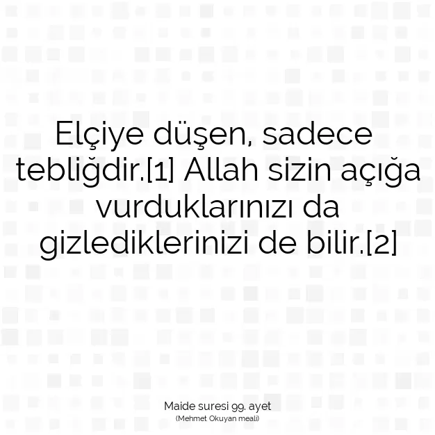 Ayetbul | Kuran Mealleri | Quran | Maide suresi 99. ayet