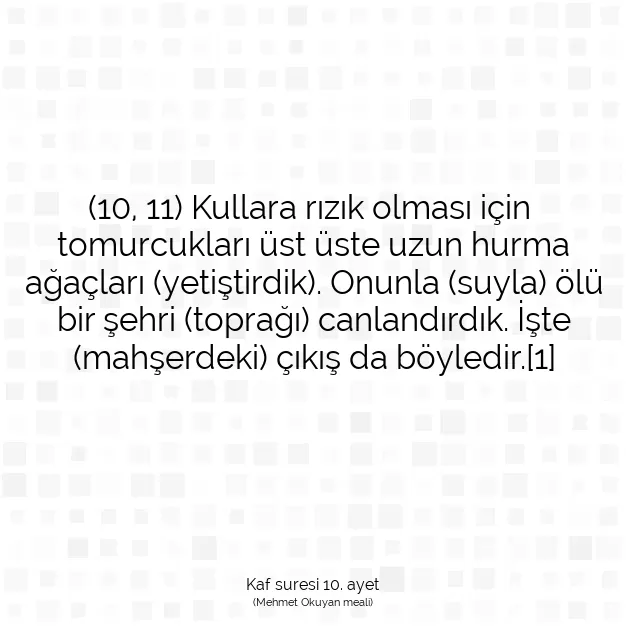 Ayetbul | Kuran Mealleri | Quran | Kaf suresi 10. ayet