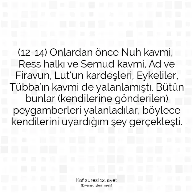 Ayetbul | Kuran Mealleri | Quran | Kaf suresi 12. ayet