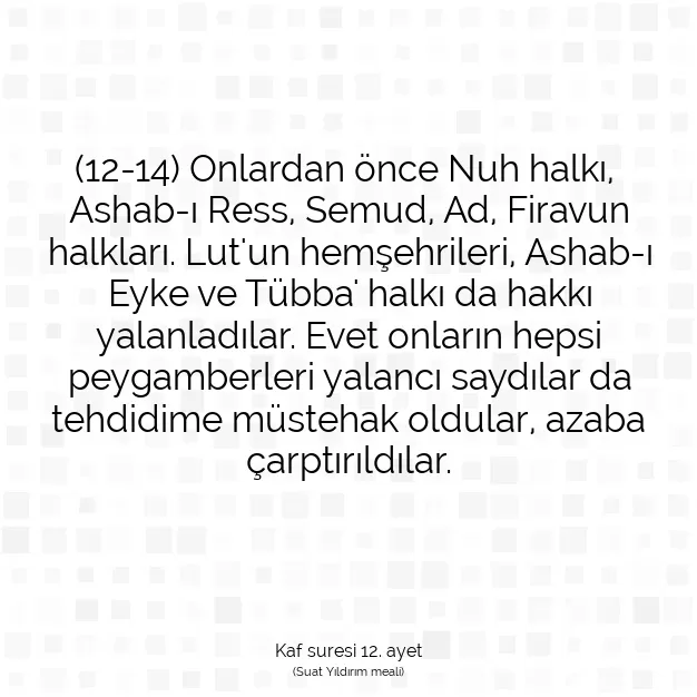 Ayetbul | Kuran Mealleri | Quran | Kaf suresi 12. ayet