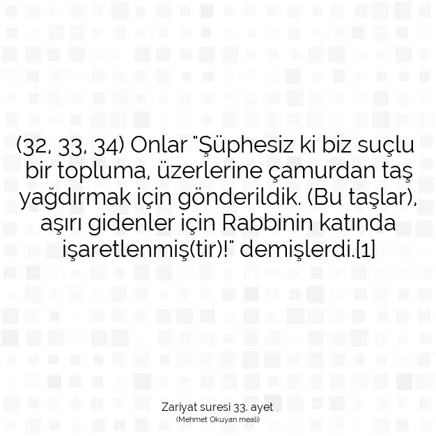 Ayetbul | Kuran Mealleri | Quran | Zariyat suresi 33. ayet