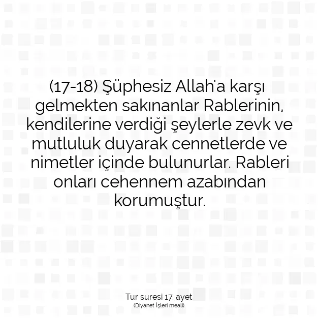 Ayetbul | Kuran Mealleri | Quran | Tur suresi 17. ayet