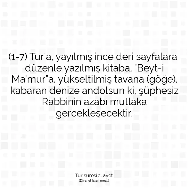 Ayetbul | Kuran Mealleri | Quran | Tur suresi 2. ayet