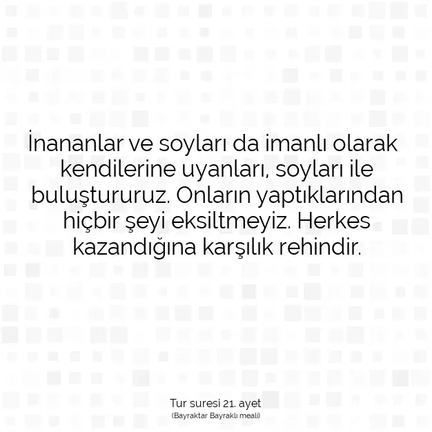 Ayetbul | Kuran Mealleri | Quran | Tur suresi 21. ayet