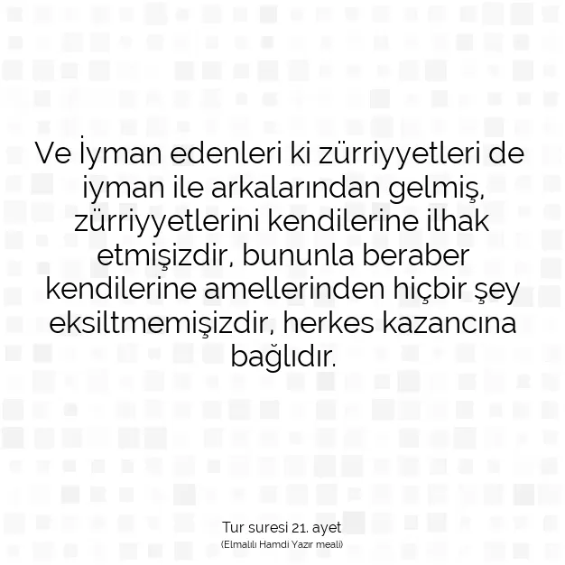 Ayetbul | Kuran Mealleri | Quran | Tur suresi 21. ayet