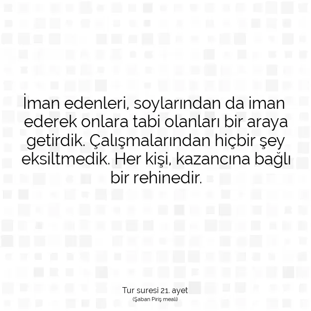 Ayetbul | Kuran Mealleri | Quran | Tur suresi 21. ayet