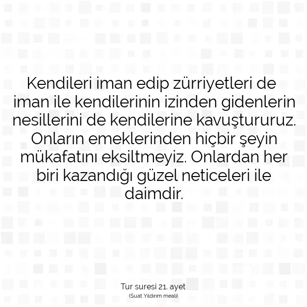 Ayetbul | Kuran Mealleri | Quran | Tur suresi 21. ayet