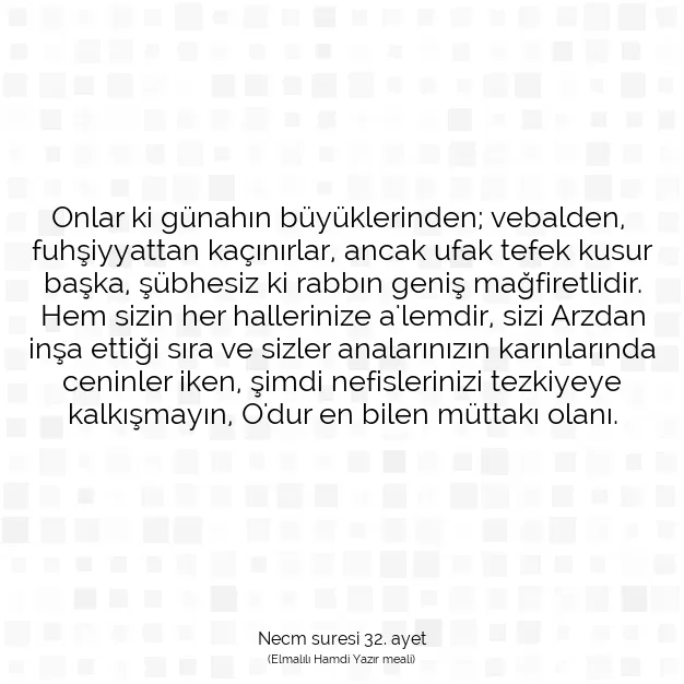 Ayetbul | Kuran Mealleri | Quran | Necm suresi 32. ayet